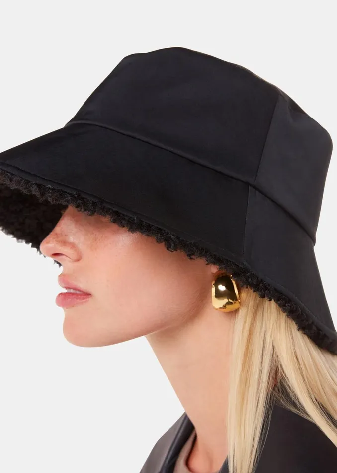 Whistles Hats Gloves and Scarves Black Reversible Borg Bucket Hat 8211 Women