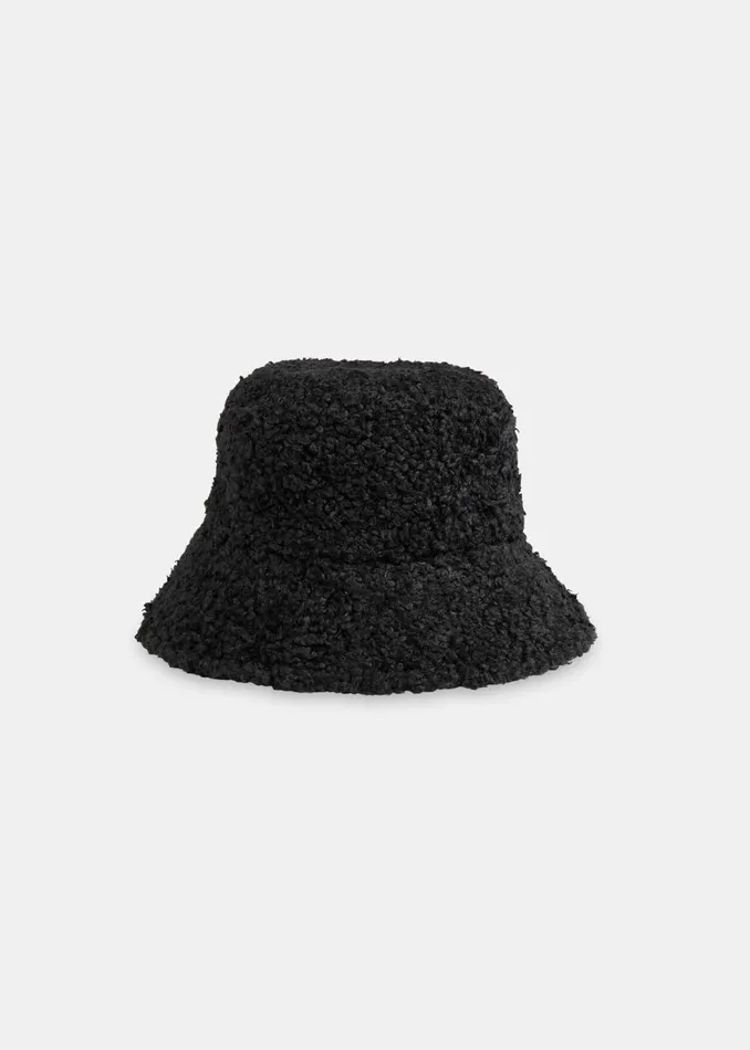 Whistles Hats Gloves and Scarves Black Reversible Borg Bucket Hat 8211 Women
