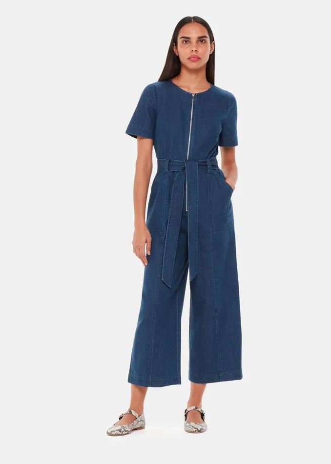 Whistles Jumpsuits Denim Short Sleeve Denim Jumpsuit 8211 Women