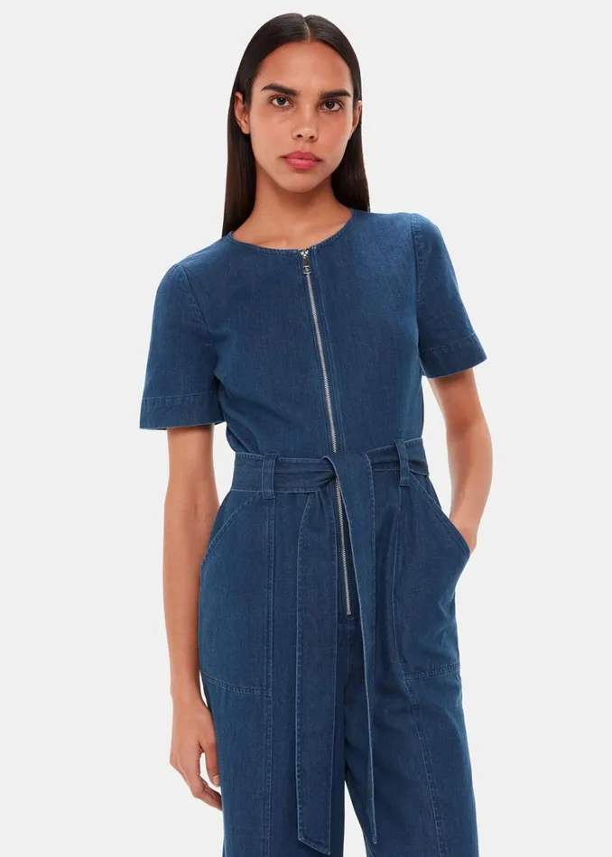 Whistles Jumpsuits Denim Short Sleeve Denim Jumpsuit 8211 Women
