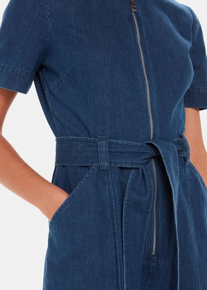 Whistles Jumpsuits Denim Short Sleeve Denim Jumpsuit 8211 Women