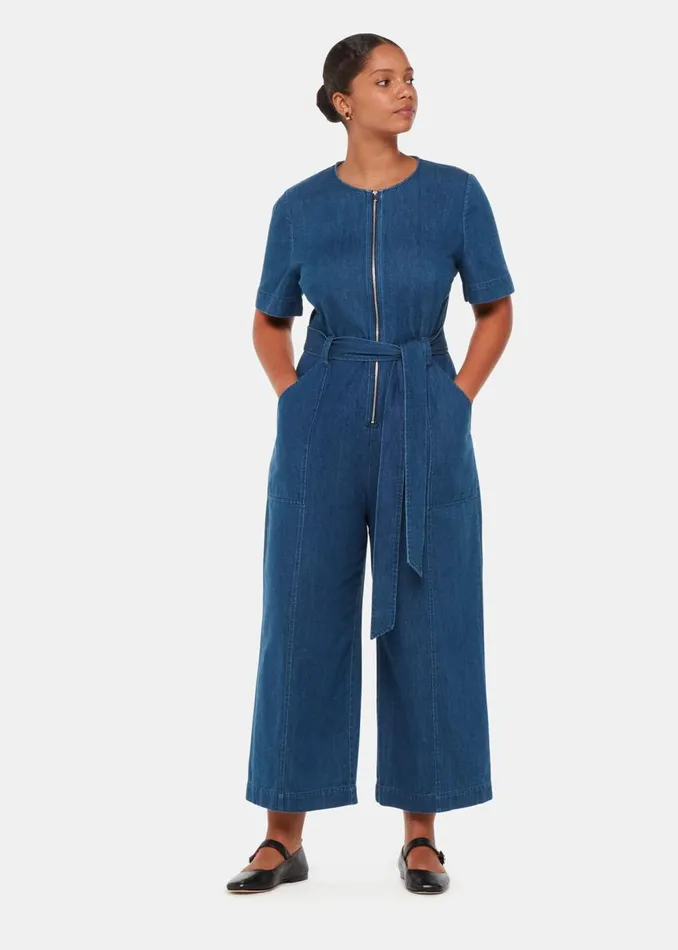 Whistles Jumpsuits Denim Short Sleeve Denim Jumpsuit 8211 Women