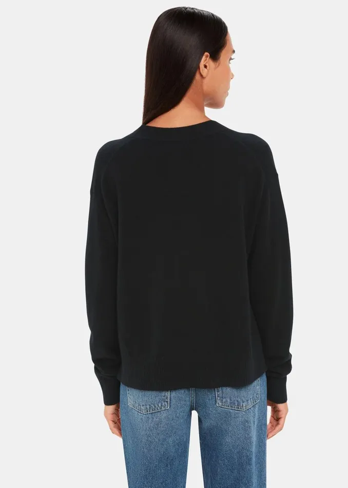 Whistles Knitwear and Cashmere Black Cashmere Cardigan 8211 Women