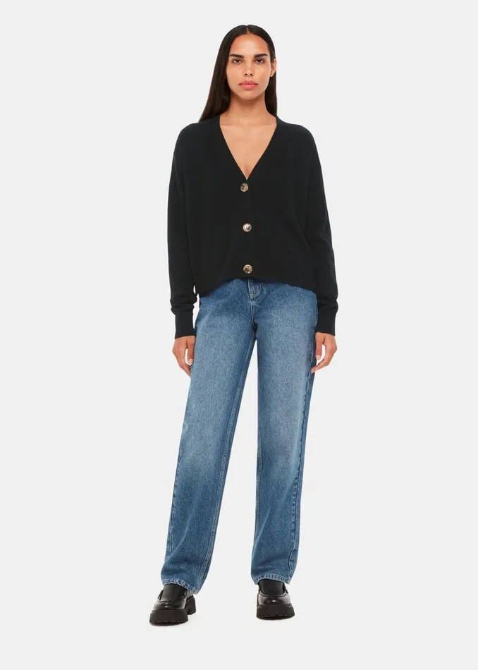 Whistles Knitwear and Cashmere Black Cashmere Cardigan 8211 Women