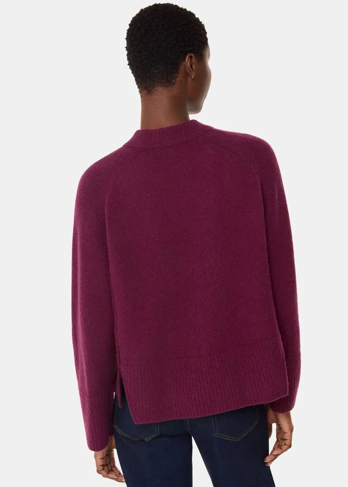Whistles Knitwear and Cashmere Burgundy Wool Mix Side Split Knit 8211 Women