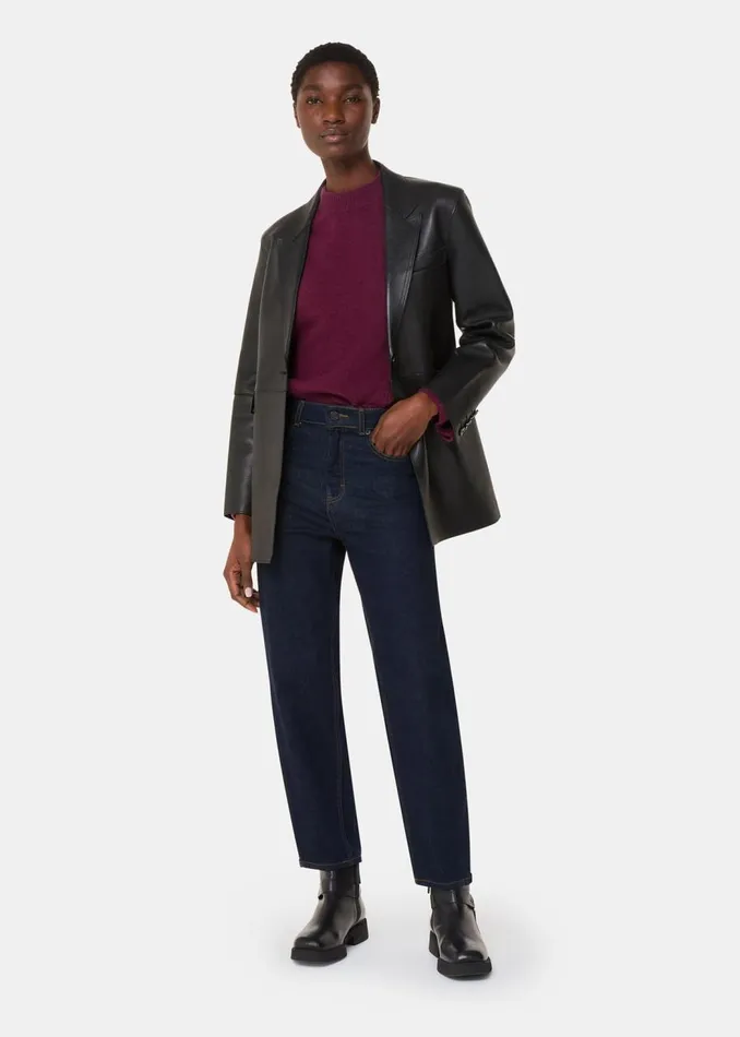 Whistles Knitwear and Cashmere Burgundy Wool Mix Side Split Knit 8211 Women
