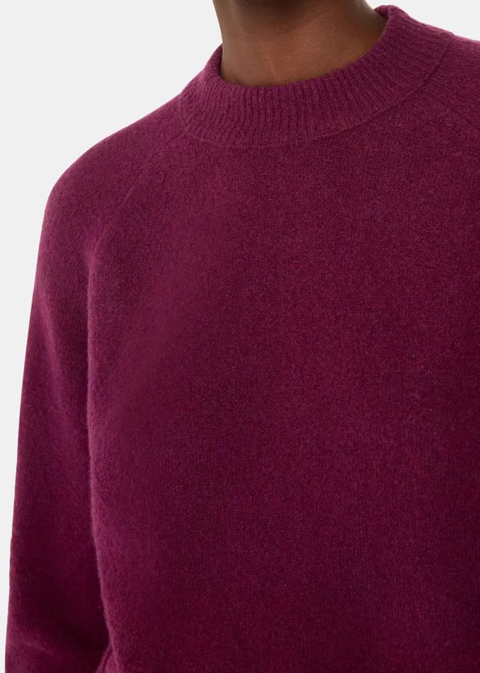 Whistles Knitwear and Cashmere Burgundy Wool Mix Side Split Knit 8211 Women