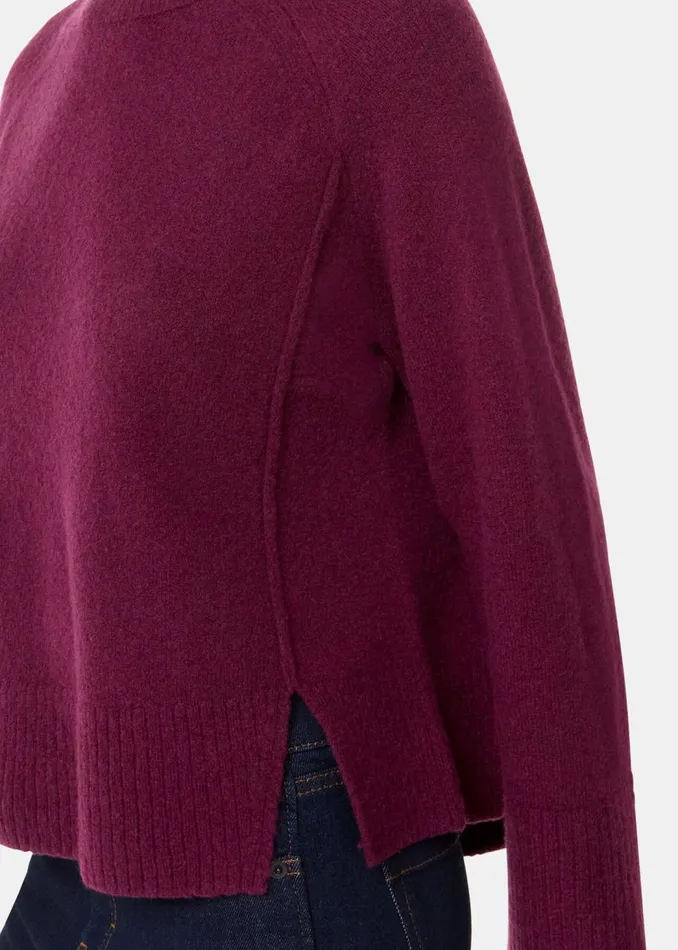 Whistles Knitwear and Cashmere Burgundy Wool Mix Side Split Knit 8211 Women