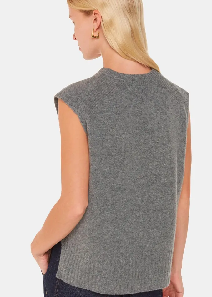 Whistles Knitwear and Cashmere Grey Wool Sleeveless Tank 8211 Women
