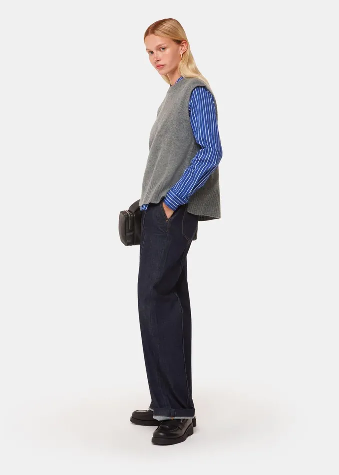 Whistles Knitwear and Cashmere Grey Wool Sleeveless Tank 8211 Women