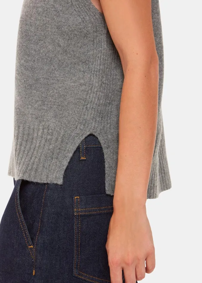 Whistles Knitwear and Cashmere Grey Wool Sleeveless Tank 8211 Women