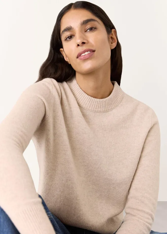 Whistles Knitwear and Cashmere Oatmeal Wool Cropped Sweater 8211 Women
