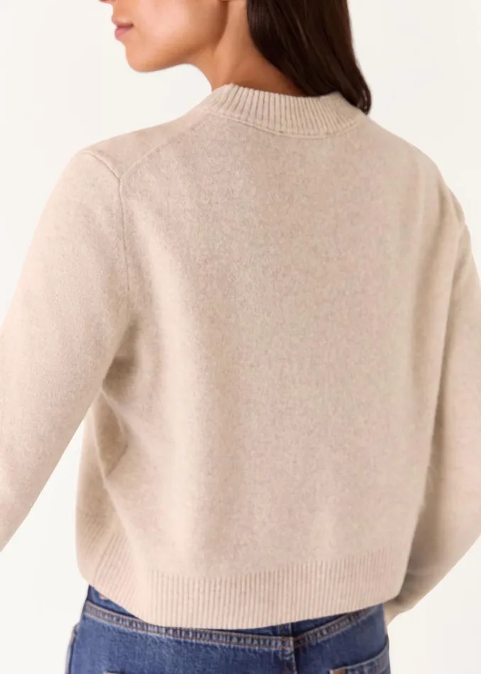 Whistles Knitwear and Cashmere Oatmeal Wool Cropped Sweater 8211 Women