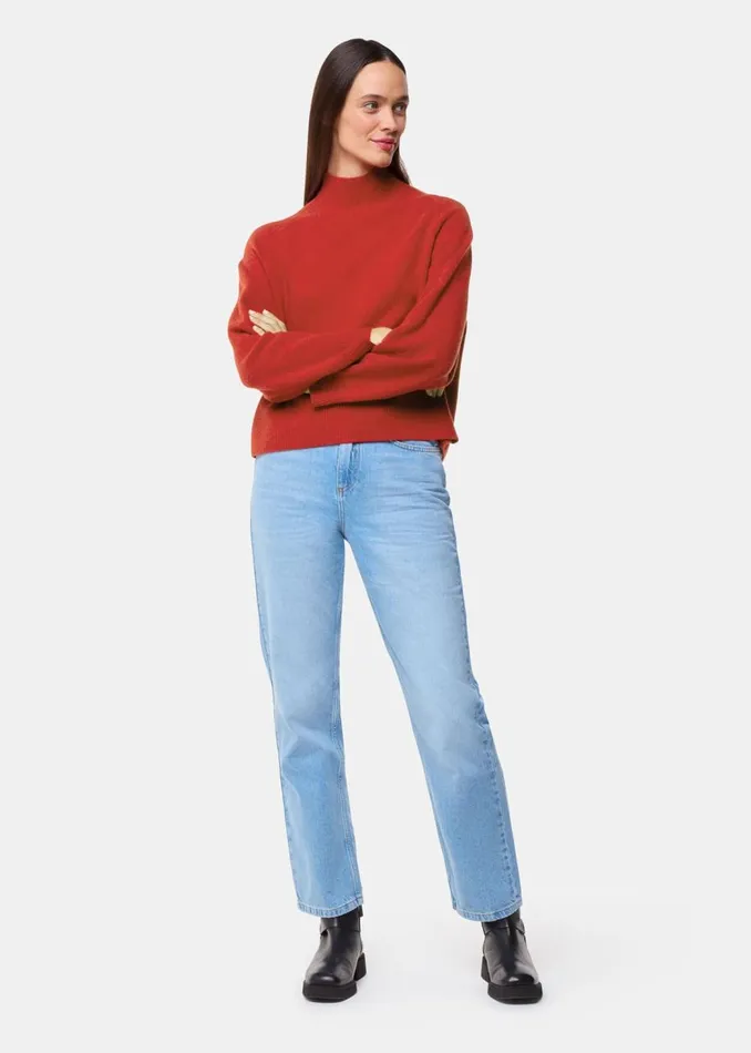 Whistles Knitwear and Cashmere Red Wool Funnel Neck Knit 8211 Women