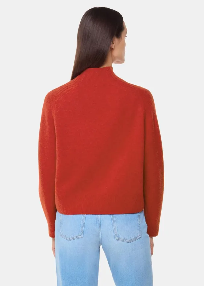 Whistles Knitwear and Cashmere Red Wool Funnel Neck Knit 8211 Women