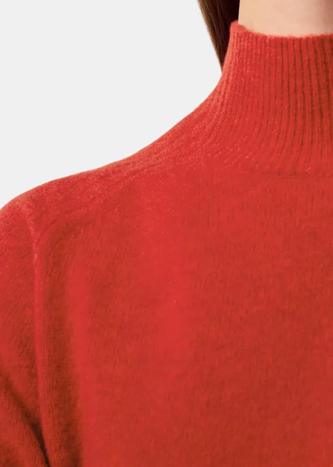 Whistles Knitwear and Cashmere Red Wool Funnel Neck Knit 8211 Women