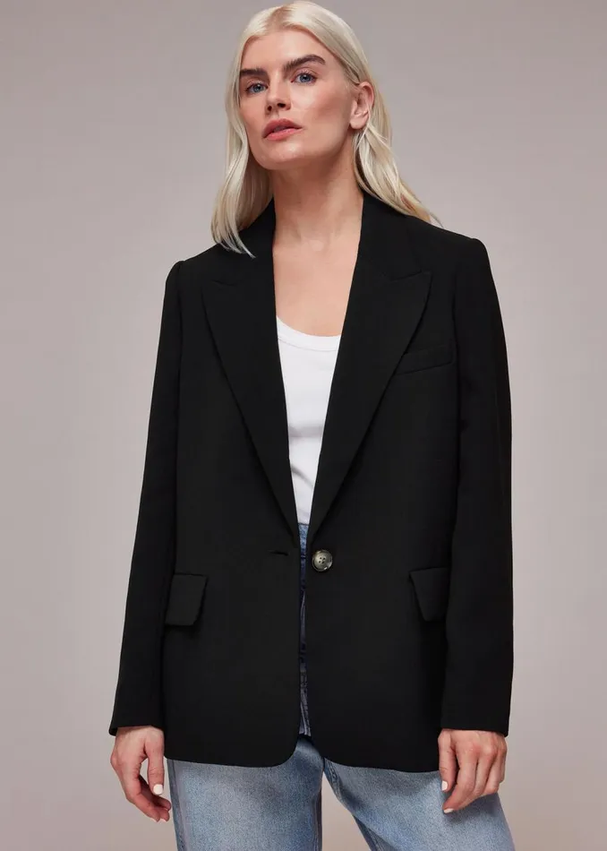 Whistles Petite Coats and Jackets Black Petite Crepe Boyfriend Blazer 8211 Women