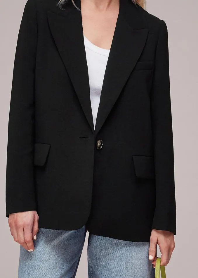 Whistles Petite Coats and Jackets Black Petite Crepe Boyfriend Blazer 8211 Women
