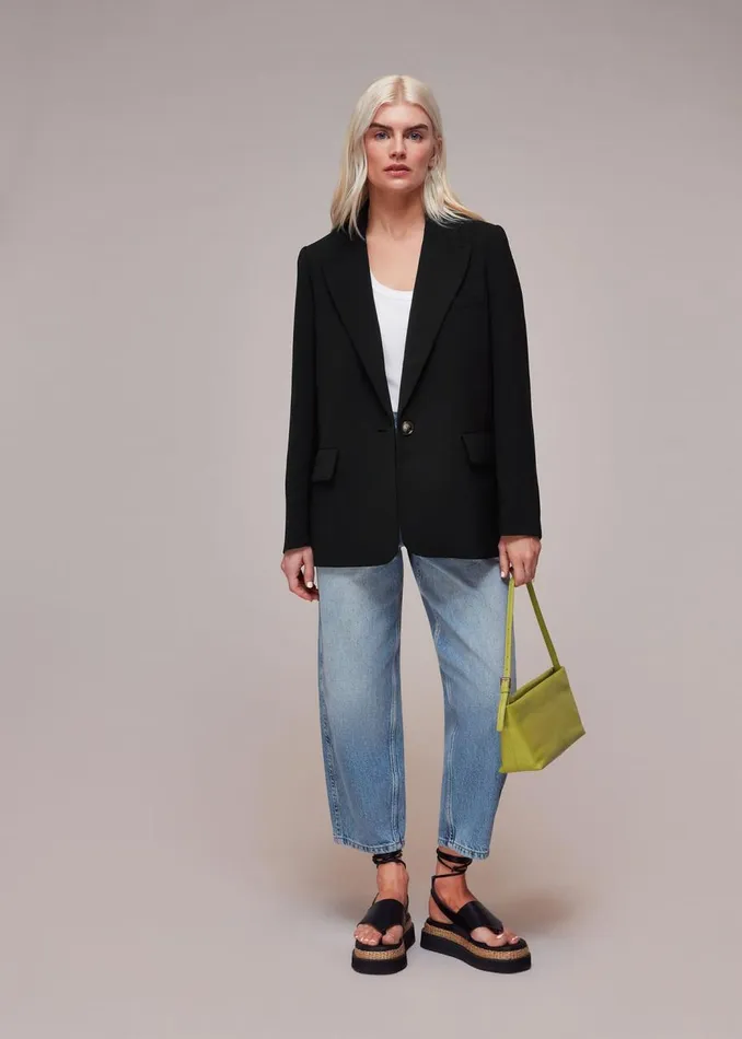 Whistles Petite Coats and Jackets Black Petite Crepe Boyfriend Blazer 8211 Women