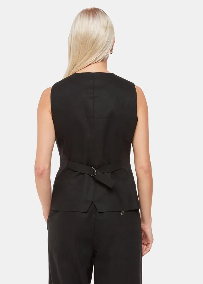 Whistles Petite Tailoring Black Petite Lindsey Linen Blend Waistcoat 8211 Women