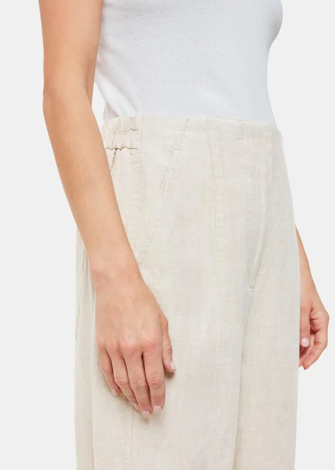 Whistles Petite Trousers and Jeans Oatmeal Petite Linen Barrel Leg Trouser 8211 Women