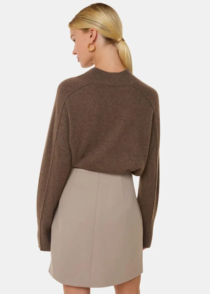 Whistles Skirts Neutral Button Front Wool Mini Skirt 8211 Women
