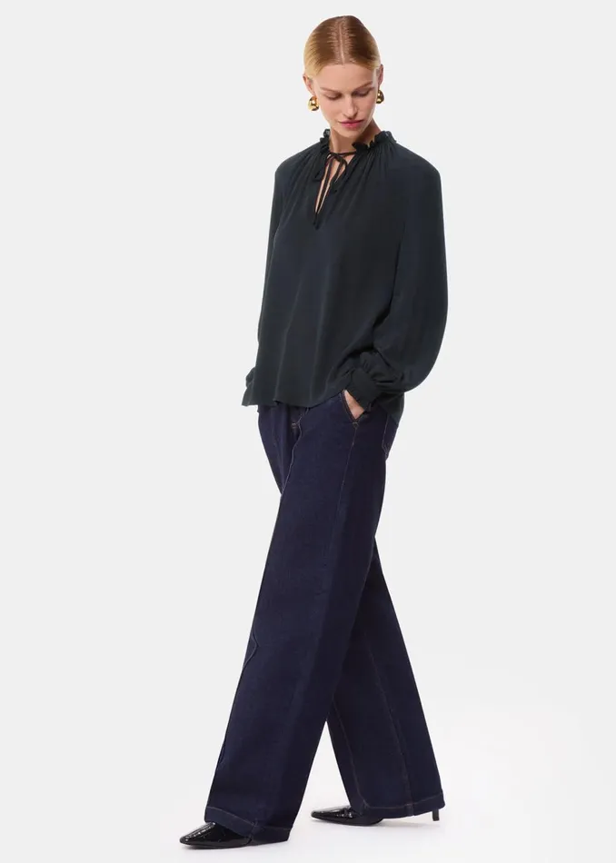 Whistles Tops Black Paige Tie Neck Blouse 8211 Women