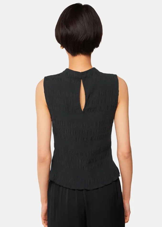 Whistles Tops Black Plisse Sleeveless Top 8211 Women
