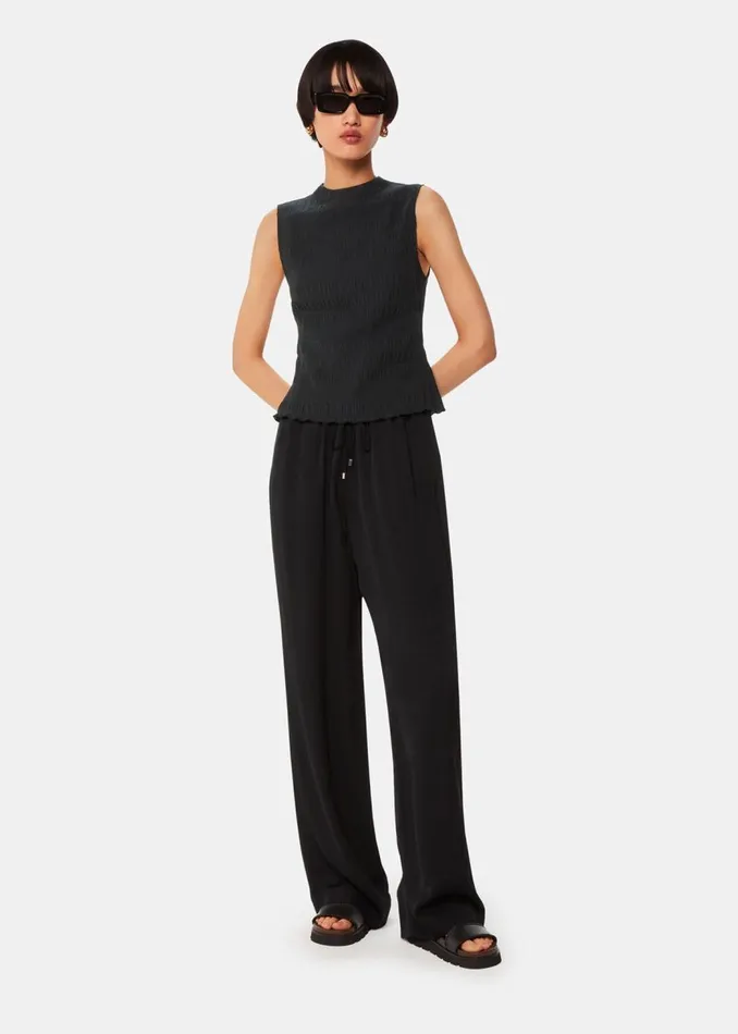 Whistles Tops Black Plisse Sleeveless Top 8211 Women