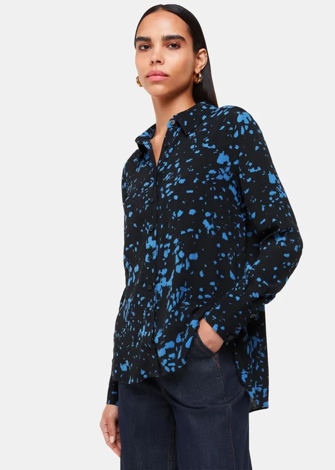 Whistles Tops Black Smudged Spot Print Shirt 8211 Women