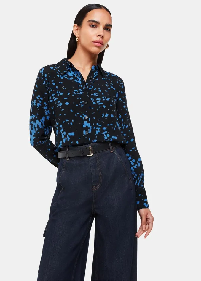Whistles Tops Black Smudged Spot Print Shirt 8211 Women