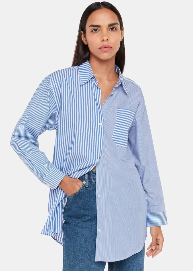 Whistles Tops Blue Millie Stripe Oversized Shirt 8211 Women