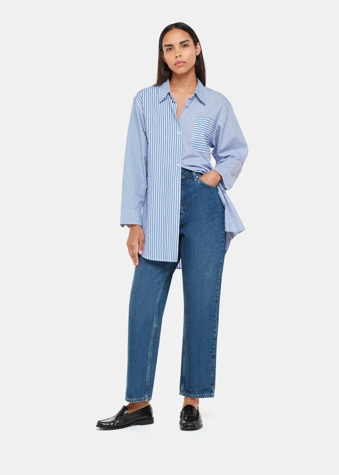 Whistles Tops Blue Millie Stripe Oversized Shirt 8211 Women