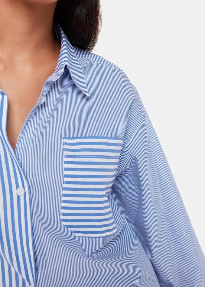 Whistles Tops Blue Millie Stripe Oversized Shirt 8211 Women