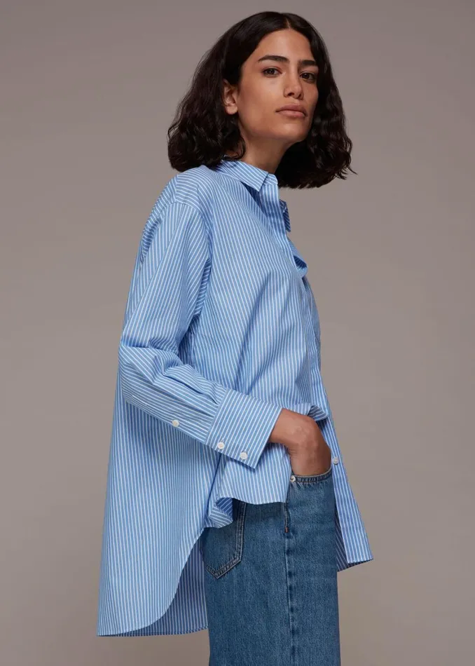 Whistles Tops Blue Stripe Oversized Shirt 8211 Women