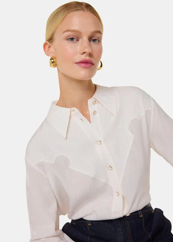 Whistles Tops Ivory Orla Western Detail Shirt 8211 Women