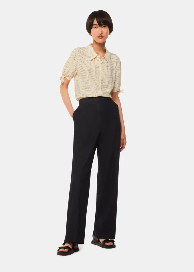 Whistles Tops Ivory Oval Spot Tie Sleeve Shirt 8211 Women