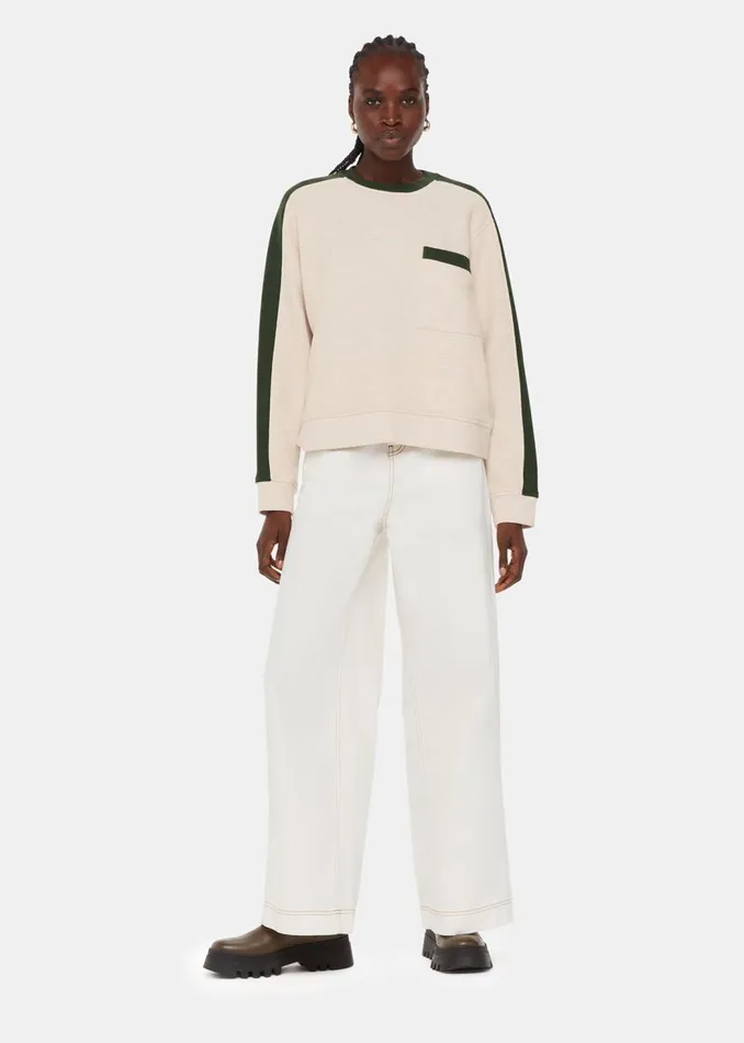 Whistles Tops Khaki Colourblock Sweat 8211 Women