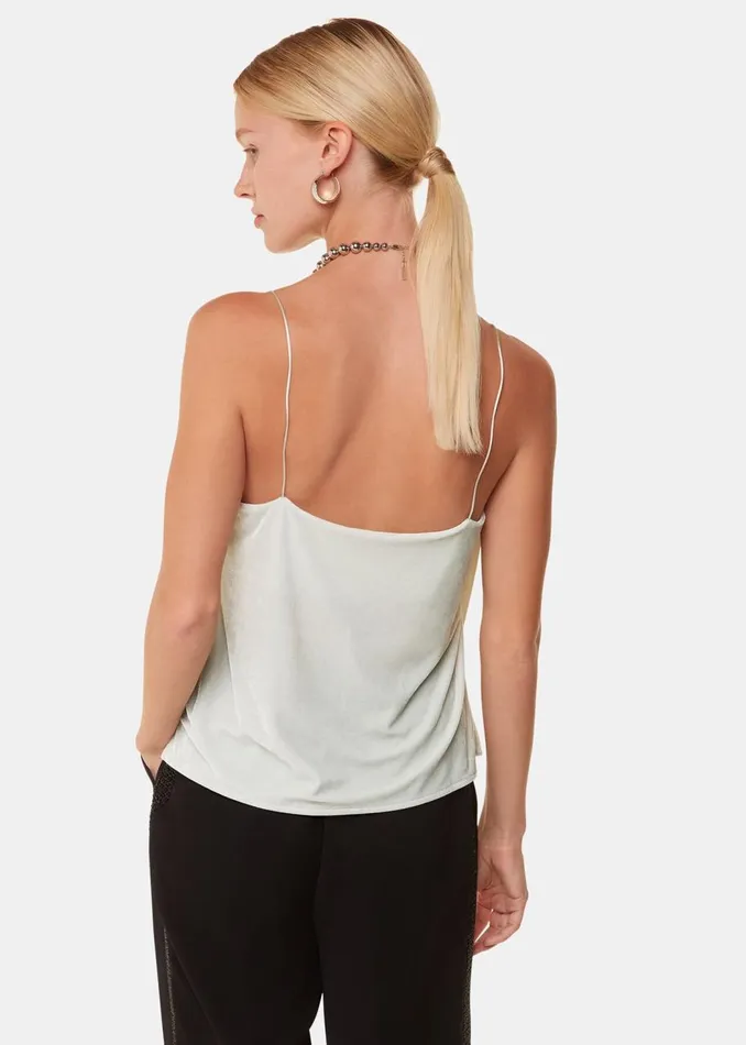 Whistles Tops Silver Velvet Cowl Neck Cami Top 8211 Women