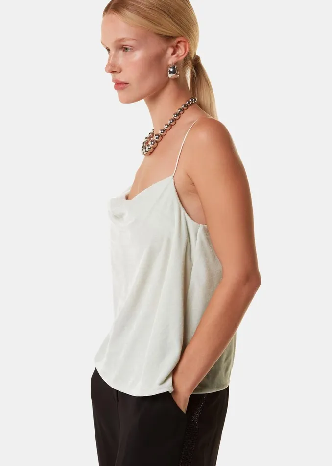 Whistles Tops Silver Velvet Cowl Neck Cami Top 8211 Women