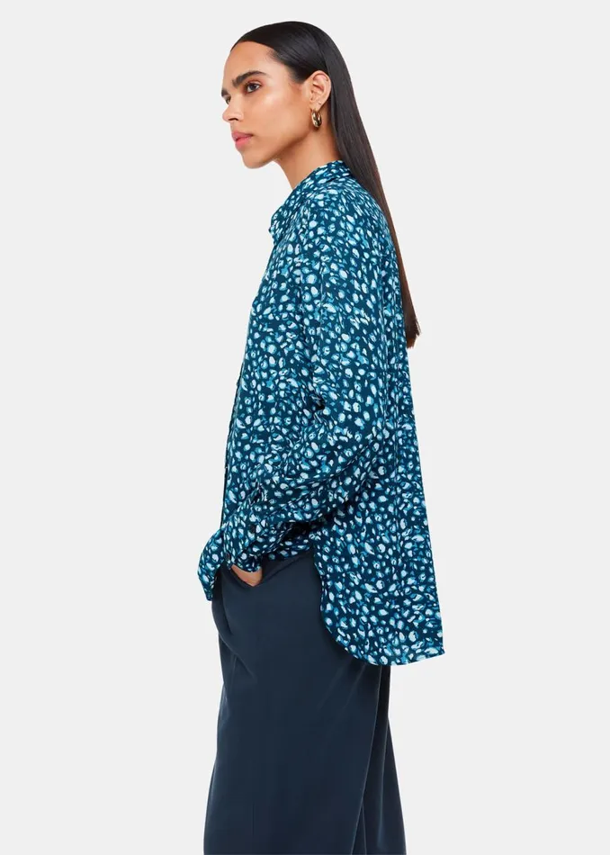 Whistles Tops Teal Pastel Leopard Print Shirt 8211 Women