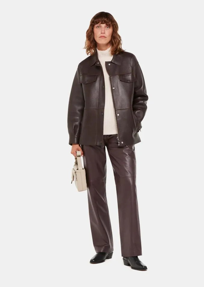 Whistles Trousers Chocolate Flat Front Leather Trousers 8211 Women
