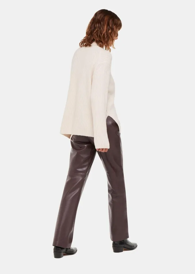 Whistles Trousers Chocolate Flat Front Leather Trousers 8211 Women