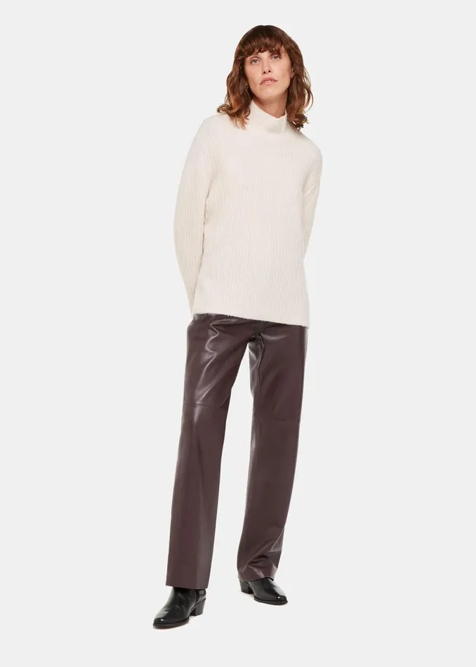 Whistles Trousers Chocolate Flat Front Leather Trousers 8211 Women