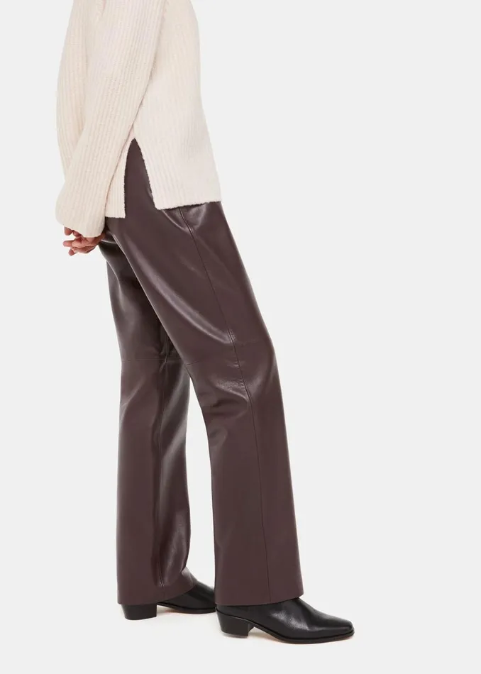Whistles Trousers Chocolate Flat Front Leather Trousers 8211 Women