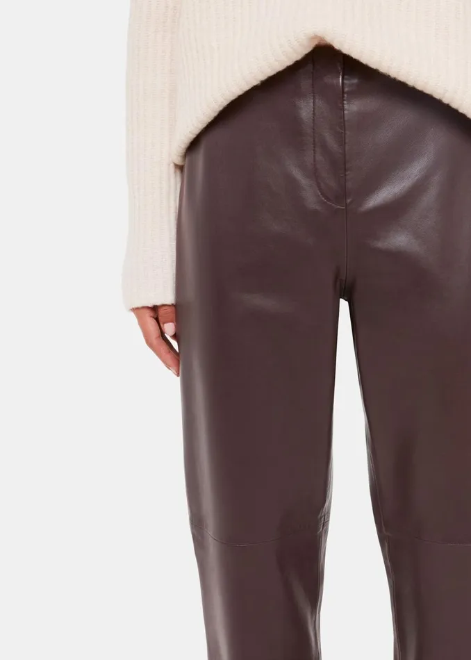 Whistles Trousers Chocolate Flat Front Leather Trousers 8211 Women