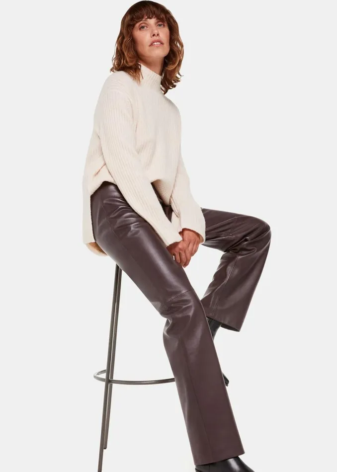 Whistles Trousers Chocolate Flat Front Leather Trousers 8211 Women