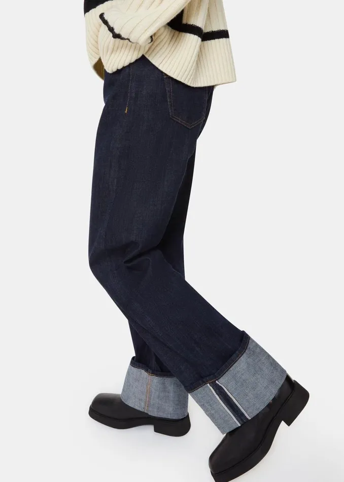 Whistles Trousers Dark Denim Turn Up Selvedge Jean 8211 Women