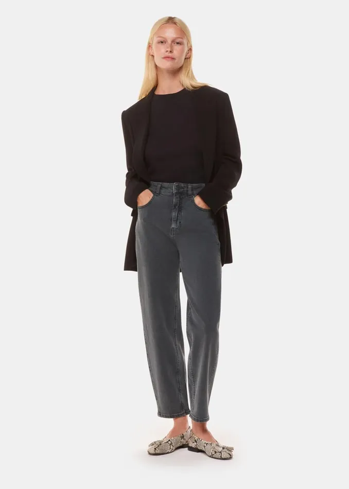 Whistles Trousers Grey Stretch Barrel Leg Jean 8211 Women