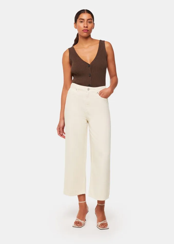 Whistles Trousers White Wide Leg Cropped Jean 8211 Women